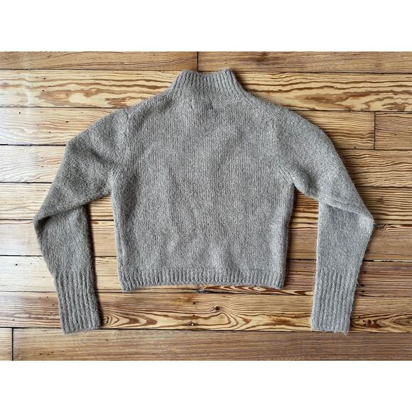 For the Republic Alpaca Wool High Neck Long Sleeve Short Length Brown Sweater XS - Picture 9 of 12
